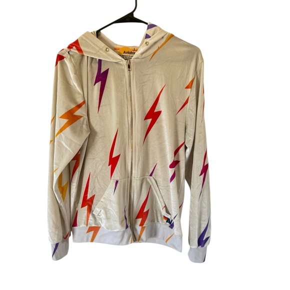 Aviator Nation Velvet Lightning Bolt Zip Up Hoodie - Picture 2 of 9